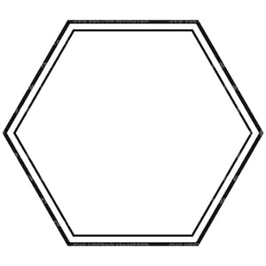 May include: A black hexagon shape with a double outline.