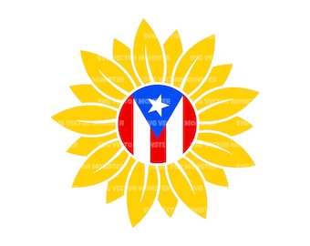 Sunflower Puerto Rico Flag Svg Png. Vector Cut file Cricut, Silhouette, Pdf Png Dxf.