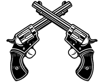 Pistolas Cruzadas Svg. Armas Cruzadas Svg. Arquivo de corte vetorial para Cricut, Silhueta, Pdf Png Eps Dxf, Decalque, Adesivo, Vinil, Pin