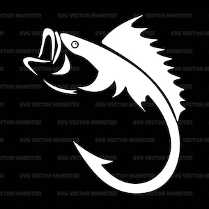Anzuelo de pesca Svg, Pesca de lubina Svg, Pescador Svg, Papá pescador Svg. Archivo de corte vectorial Cricut, Silueta, Pdf Png Dxf, Calcomanía, Adhesivo.