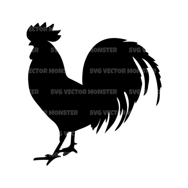 Rooster Svg. Vector Cut file for Cricut, Silhouette, Pdf Png Eps Dxf, Decal, Sticker, Vinyl, Pin