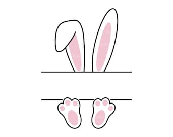 Easter Bunny Svg, Split Monogram, Bunny Name Svg, Easter Name Svg, Happy Easter Svg, Rabbit Svg. Cut file Cricut, Silhouette, Pdf Png Dxf.