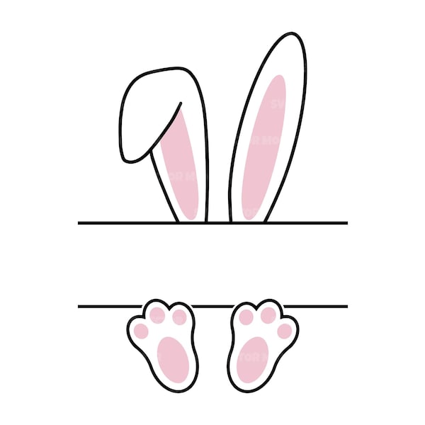 Easter Bunny Svg, Split Monogram, Bunny Name Svg, Easter Name Svg, Happy Easter Svg, Rabbit Svg. Cut file Cricut, Silhouette, Pdf Png Dxf.