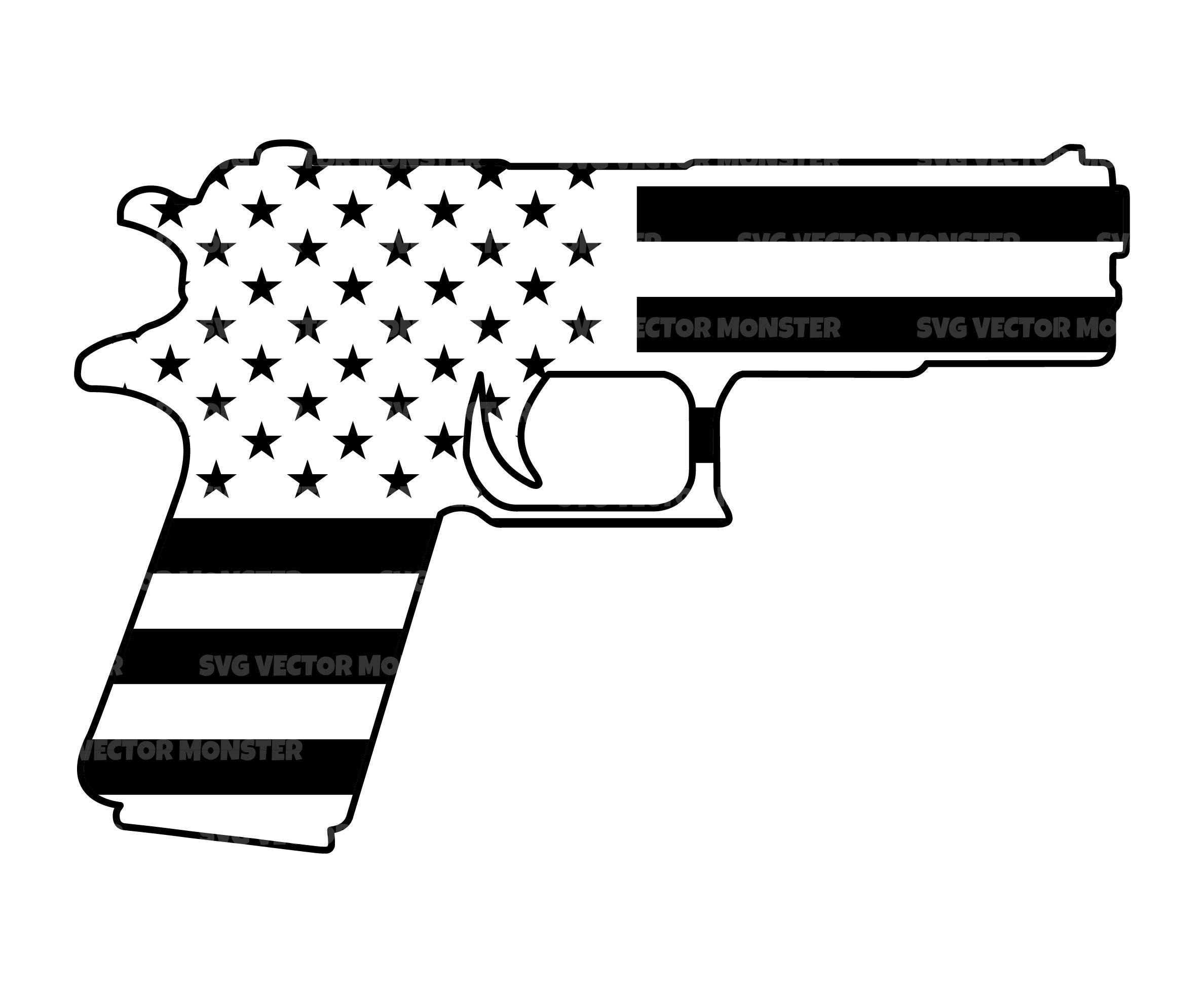 Gun Svg Pistol Svg American Flag USA Flag Weapon - Etsy