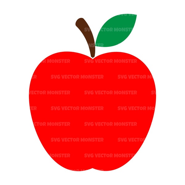 Red Apple Svg, Fruit Svg, Apple Monogram Svg, Apple Png, Apple Vector, Apple Clip art. Cut file for Cricut, Silhouette, Pdf Png Eps Dxf.