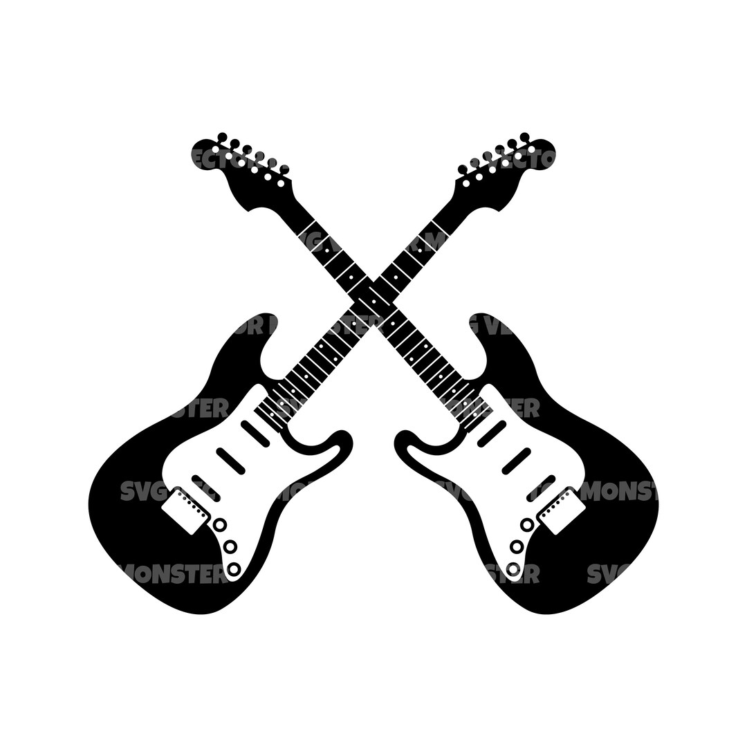 Crossed Electric Guitars Svg. Vector Cut File for Cricut, Silhouette