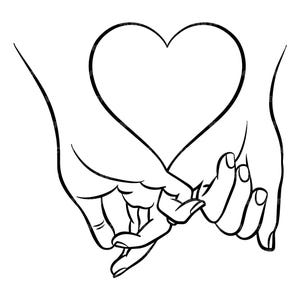 Holding Hands Svg, Pinky Hold Svg, Mani di coppia con cuore Svg, San Valentino, Matrimonio. File di taglio vettoriale Cricut, Silhouette, Pdf Png Dxf