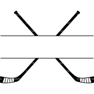 Monogramma di bastoncini da hockey in formato Svg, cornice con nome diviso per hockey in formato Svg. File di taglio vettoriale per Cricut, Silhouette, Pdf Png Eps Dxf, Decalcomania, Adesivo, Vinile, Pin