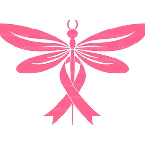 Pink Schleife svg. Libelle svg, Brustkrebsbewusstsein. Vektor Schnittdatei Cricut, Silhouette, Pdf Png Eps Dxf, Abziehbild, Aufkleber, Vinyl, Anstecknadel.