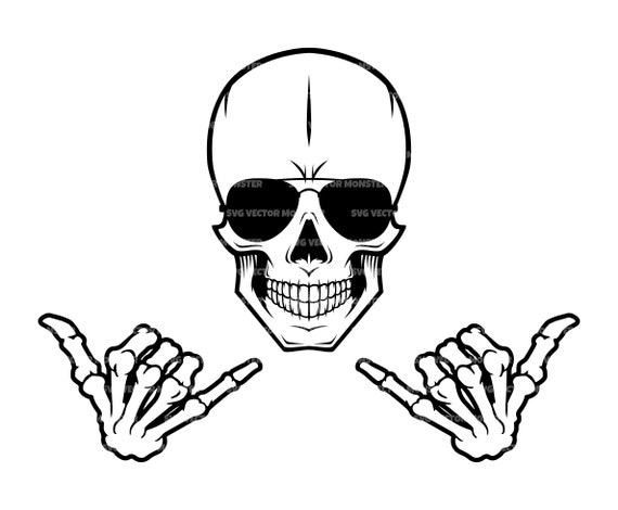 Skull Svg Skeleton Shaka Sign Svg Aviator Sunglasses Svg. | Etsy