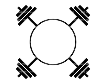 Crossed Barbells Monogram Svg, Weight Svg, Bodybuilding Svg. Vector Cut file Cricut, Silhouette, Pdf Png Eps Dxf, Decal, Sticker, Vinyl.