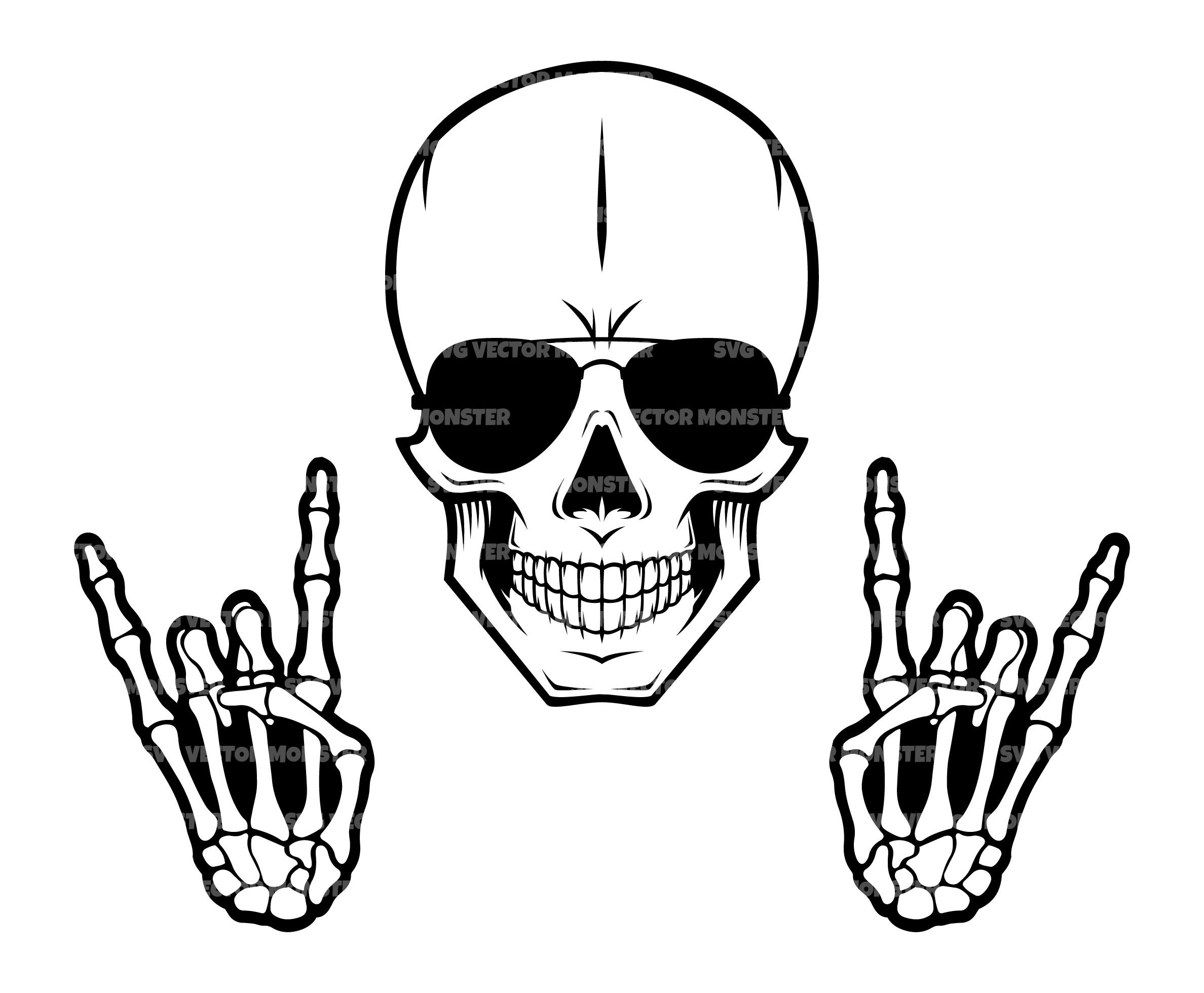 Skull Svg Aviator Sunglasses Svg Skeleton Rock Horns Svg Etsy | My XXX ...