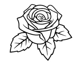 Rose SVG, Flower Svg, Vector Cut file For Silhouette, Cricut, Pdf Eps Png Dxf, Stencil, Decal, Pin, Sticker