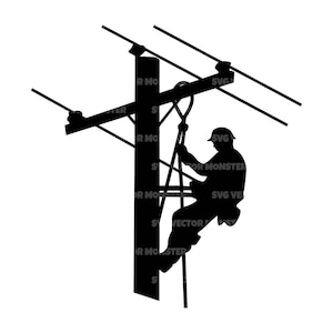 Lineman Svg, Electrician Svg, Power pole Svg, Line Man Dad Svg, Powerline. Vector Cut file Cricut, Silhouette, Pdf Png Dxf, Decal, Sticker.