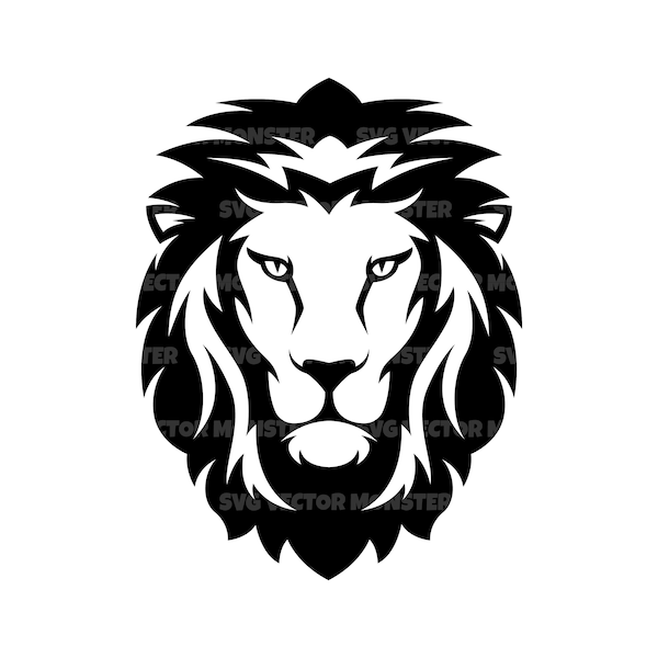 Lion Head Svg. Vector Cut file for Cricut, Silhouette, Pdf Png Eps Dxf, Decal, Sticker, Vinyl, Pin