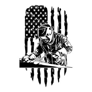 Welder Svg, Distressed American Flag Svg, Welding Torch Svg, Repairman Svg, Mechanic Svg, Vector Cut file Cricut, Silhouette, Pdf Png Dxf.