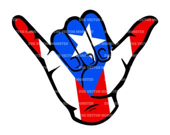 Shaka Puerto Rico Flag Svg Png. Vector Cut file Cricut, Silhouette, Pdf Png Dxf.