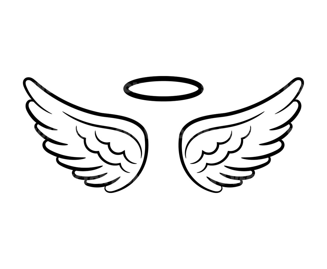 Angel Wings and Halo Svg, Loss Memorial. Vector Cut File for Cricut,  Silhouette, Pdf Png Eps Dxf, Decal, Sticker, Vinyl 