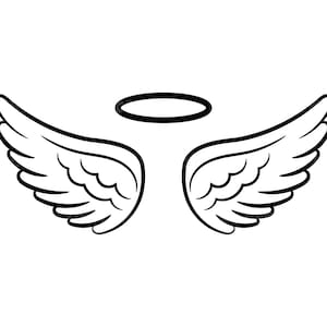 Angel Wings and Halo Svg, Loss Memorial. Wektorowy plik do cięcia dla Cricut, Silhouette, Pdf Png Eps Dxf, Decal, Sticker, Vinyl