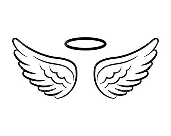 Angel Wings and Halo Svg, Loss Memorial. Vector Cut file for Cricut, Silhouette, Pdf Png Eps Dxf, Decal, Sticker, Vinyl