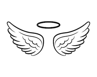 Angel Wings and Halo Svg, Loss Memorial. Vector Cut file for Cricut, Silhouette, Pdf Png Eps Dxf, Decal, Sticker, Vinyl