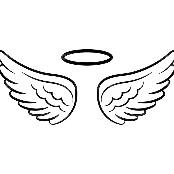 Angel Wings and Halo Svg, Loss Memorial. Vector Cut file for Cricut, Silhouette, Pdf Png Eps Dxf, Decal, Sticker, Vinyl