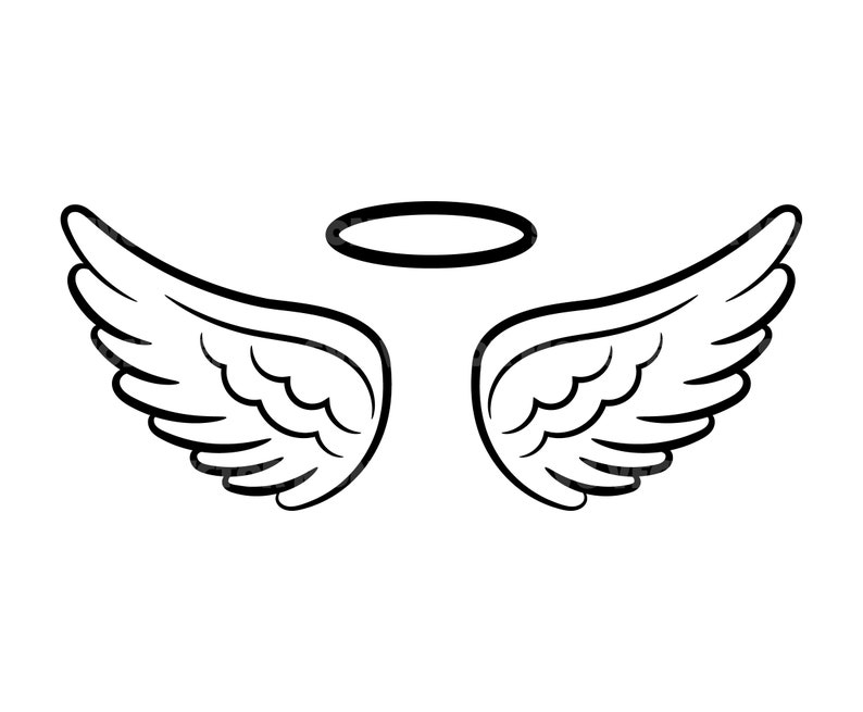 Angel Wings and Halo Svg, Loss Memorial. Vector Cut file for Cricut, Silhouette, Pdf Png Eps Dxf, Decal, Sticker, Vinyl image 1