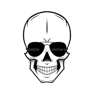 Skull with Sunglasses Svg. Vector Cut file for Cricut, Silhouette, Pdf Png Eps Dxf, Decal, Sticker, Vinyl, Pin