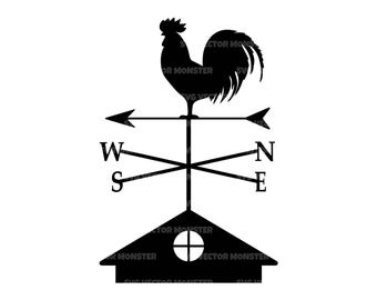Girouette De Coq En Fer Noir Style Rétro - Décoration De Jardin, Toit, Cabanon - Indicateur De Vent