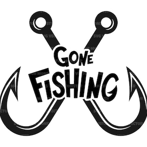 Anzuelo de pesca svg, ido a pescar svg, pez lubina svg, pescador, papá pescador, día del padre. Archivo de corte vectorial Cricut, Silueta, Pdf Png Dxf.