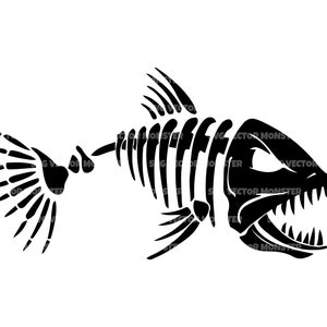 Scheletro di pesce Svg, Piranha Svg, Lisca di pesce Svg. File di taglio vettoriale per Cricut, Silhouette, Pdf Png Eps Dxf, Decalcomania, Adesivo, Vinile, Pin.