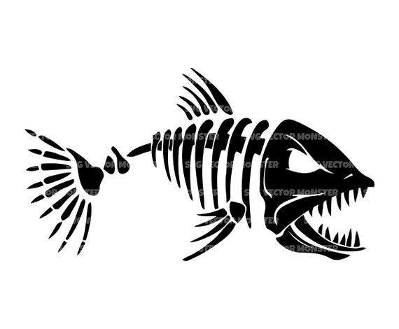 Skeleton Fish Svg, Piranha Svg, Fish Bone Svg. Vector Cut File for