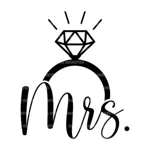 Mevrouw Svg, Wedding Diamond Ring Svg, Miss aan mevrouw Svg, Bruid Svg. Vector gesneden bestand Cricut, silhouet, Pdf Png Eps Dxf, sticker, Sticker, Vinyl.