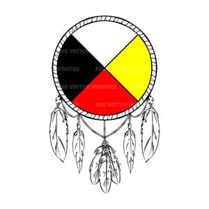 Roue médicinale indigène Svg, Roue de la vie, Amérique indigène. Fichier de coupe vectorielle Cricut, Silhouette, Pdf Png Dxf, sticker, autocollant, pochoir.