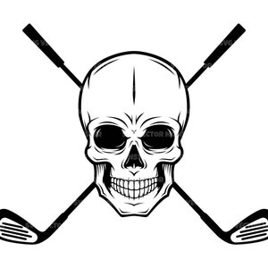 Gekruiste golfclubs Svg, Skull Svg, Golfer Svg, Golf Monogram Svg. Vector gesneden bestand Cricut, silhouet, Pdf Png Dxf, sticker, sticker, vinyl.