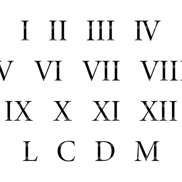 Roman Numerals Svg, Roman Numbers Svg. Vector Cut file for Cricut, Silhouette, Pdf Png Eps Dxf, Decal, Sticker, Vinyl, Pin