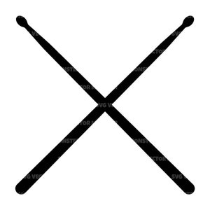 Baguettes croisées SVG, Batteur SVG, Batterie SVG, Percussion. Fichier de coupe vectorielle Cricut, Silhouette, Pdf Png Eps Dxf, Décalcomanie, Autocollant, Pochoir, Épingle.