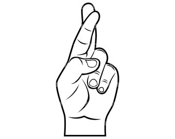 交差した指のSVG。幸運を祈るジェスチャー。Cricut、シルエット、PDF