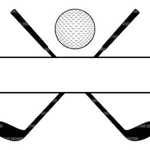 Monogramme de golf SVG, Clubs de golf Split Name Frame SVG, Golfeur SVG. Fichier de coupe vectorielle Cricut, Silhouette, Pdf Png Eps Dxf, Décalcomanie, Autocollant.