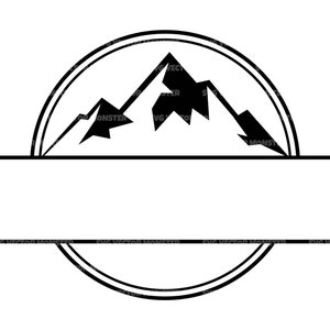 Monogramme de montagne SVG, cadre géométrique SVG, cadre de nom divisé SVG. Fichier de coupe vectorielle pour Cricut, Silhouette, Pdf Png Eps Dxf, Décalcomanie, Autocollant.