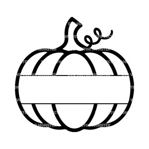 Könnte beinhalten: Schwarz-weißes Kürbisdesign mit einem leeren rechteckigen Bereich zur Personalisierung. Der Kürbis hat einen Stiel und eine lockige Ranke. Geeignet für herbstliche Bastelarbeiten und Dekorationen.