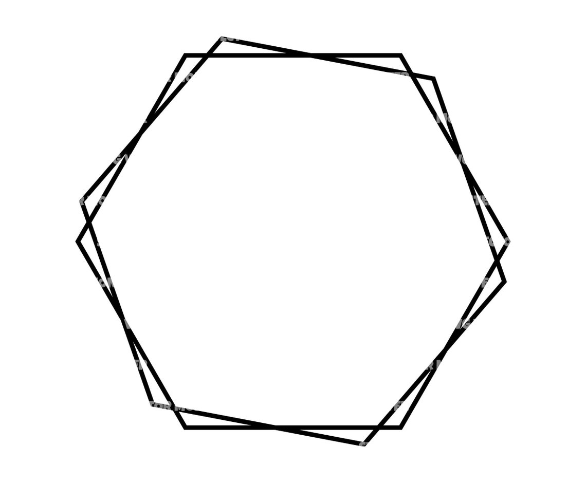 Double Hexagon Frame Svg Hexagon Monogram Svg Hexagon Wreath Etsy