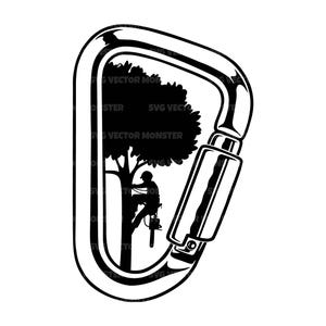 Tree Arborist Svg, Carabiner Svg, Tree Arborist Png, Tree Cutter, Woodsman, Tree Trimmer. Vector Cut file Cricut, Silhouette, Pdf Png Dxf.