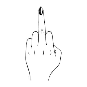 Środkowy palec kobiety Svg, znak dłoni Svg, Girl Power Svg. Wektorowy plik do cięcia dla Cricut, sylwetka, Pdf Png Eps Dxf, naklejka, winyl, szpilka.