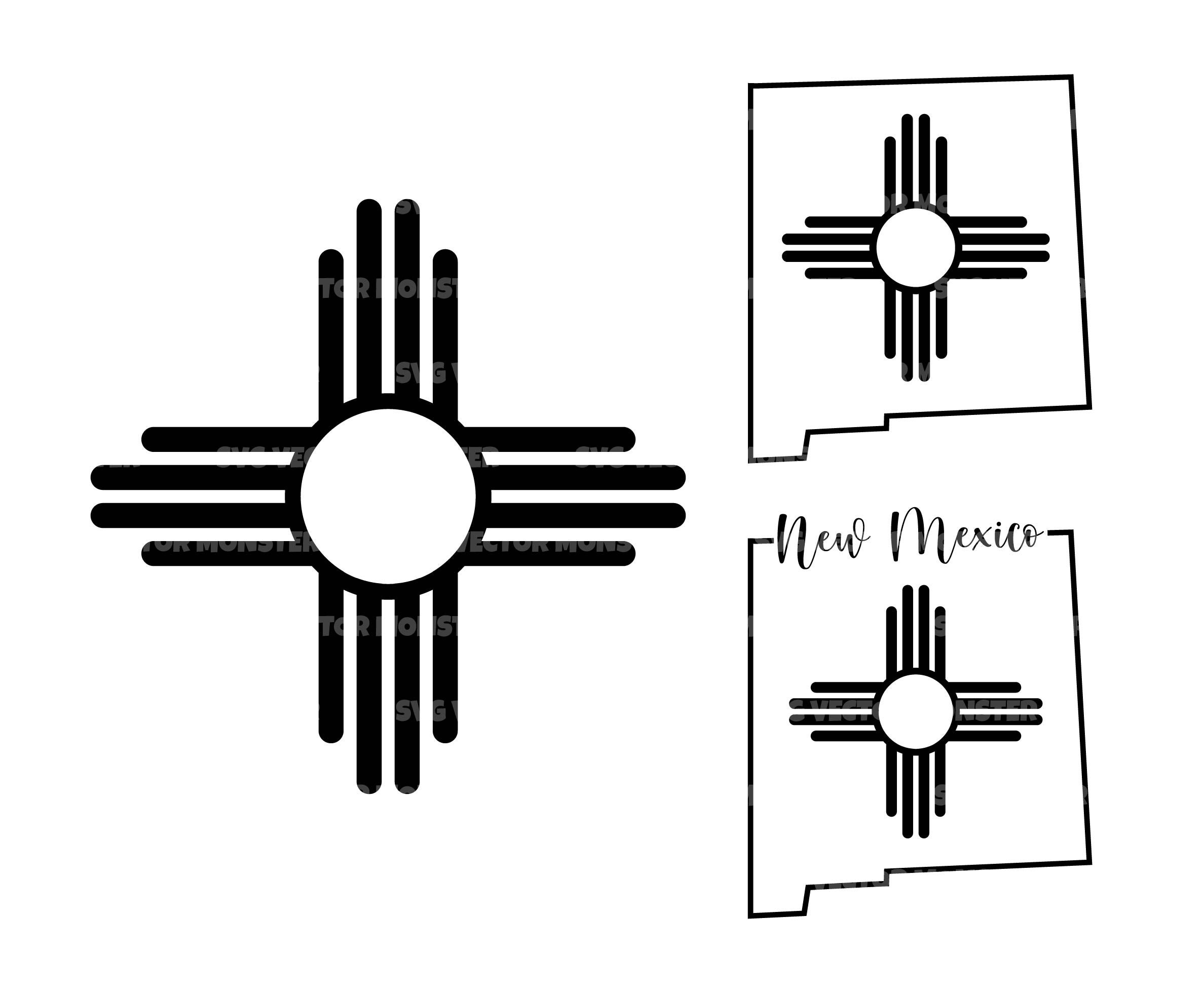 New Mexico Karte SVG Zia Sun SVG New Mexico Flagge New - Etsy.de