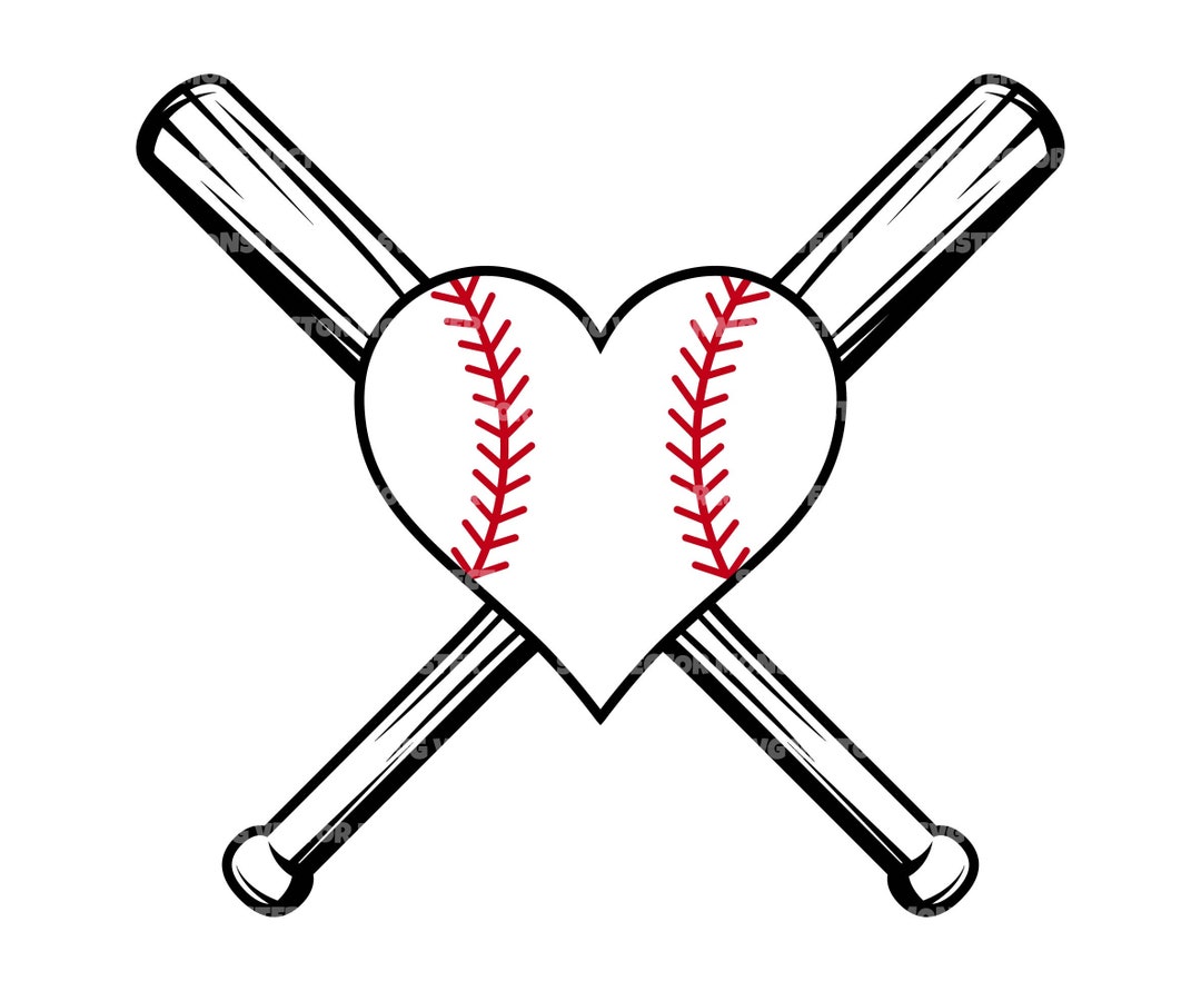 Baseball Heart Svg, Baseball Love Svg, Baseball Monogram, Crossed