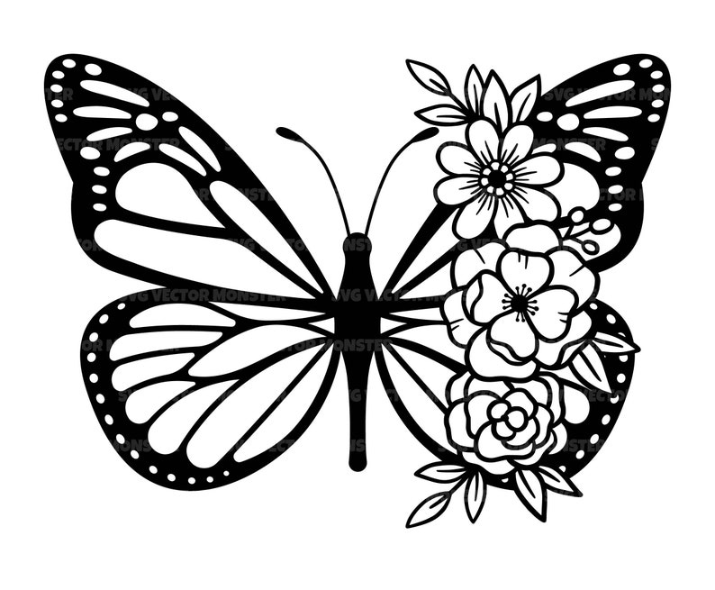 Floral Butterfly Svg Flower Butterfly Svg Monarch Butterfly. Etsy