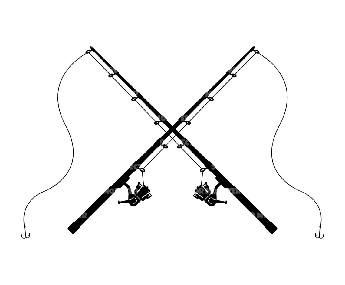 Crossed Bass Fishing Rods Svg Fishing Pole Fisherman Svg Etsy France