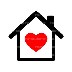 Casa cuore Svg, icona Clip art Svg, file di taglio vettoriale per Cricut, Silhouette, Pdf Png Eps Dxf, decalcomania, adesivo, pin, vinile