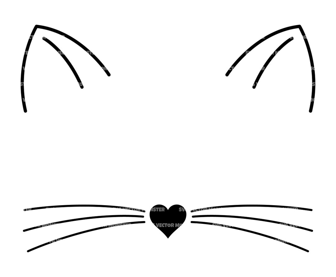 Cat Face Svg Cat Ears Nose Whiskers Svg Kitten Face Svg. - Etsy Denmark